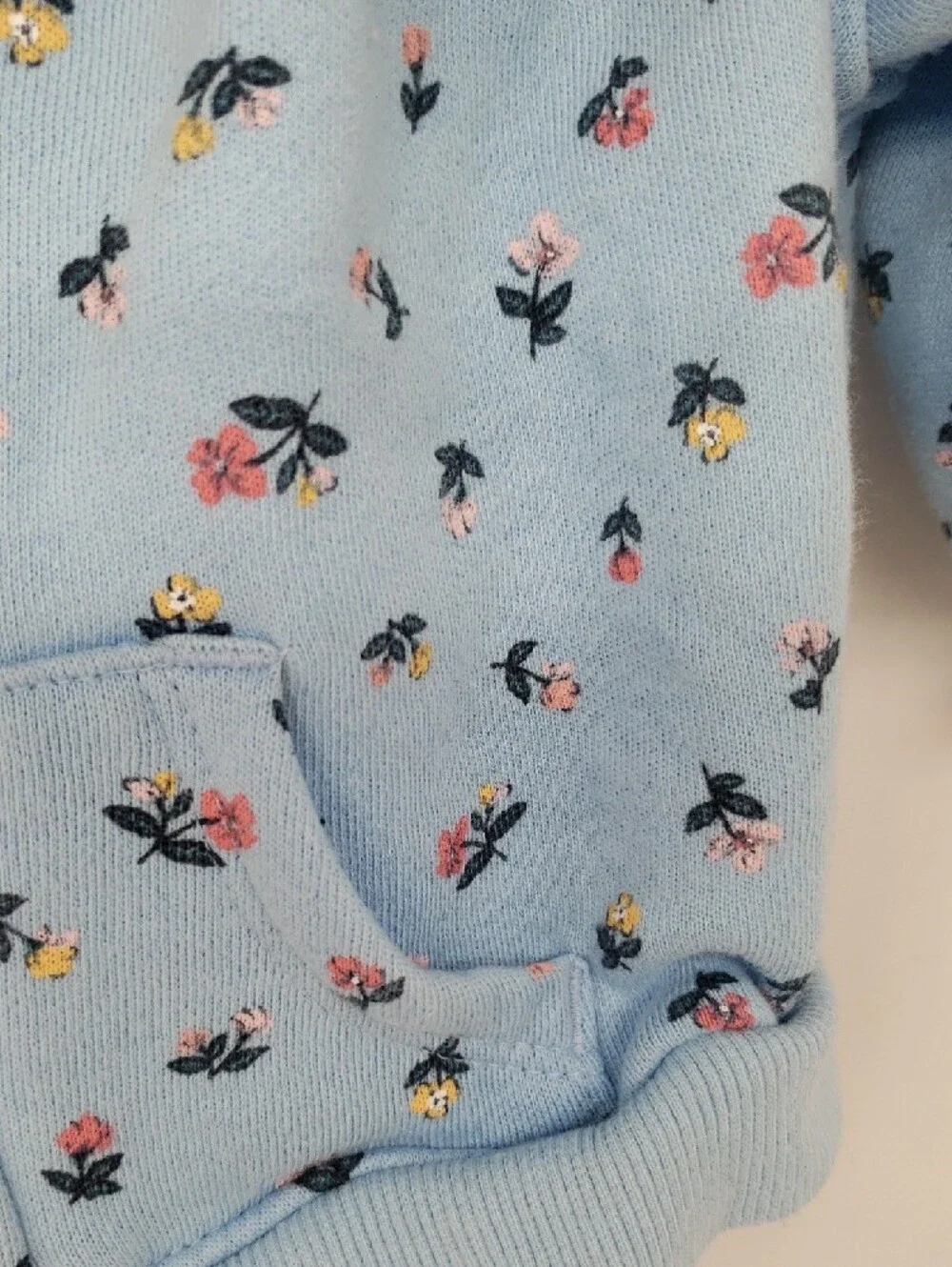 Carter's Light Blue Floral Hooded One-Piece Set